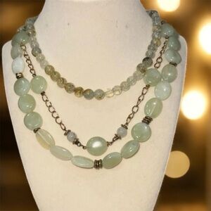 Elegant Multi-Strand Necklace with Soft Green Beads